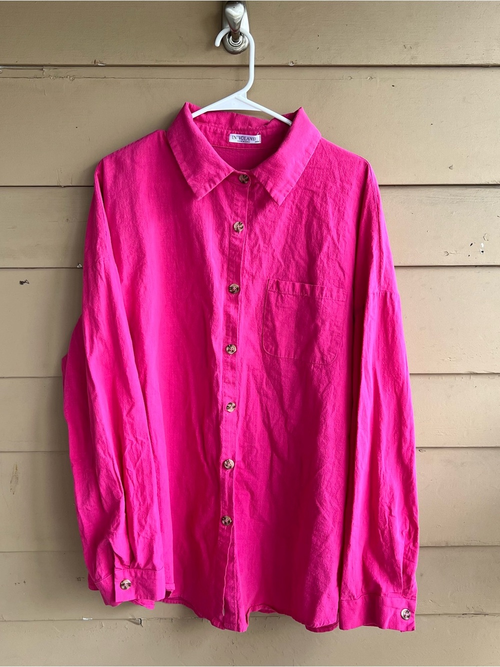 In' Voland 100% Cotton Pink Button Down Shirt Size 24W